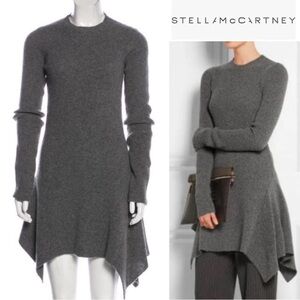 STELLA McCARTNEY $1260 Charcoal Marle Wool Rib Knit Dress 42IT/6US